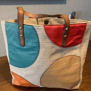 Fossil canvas tote bag multi color. new w/out tags.